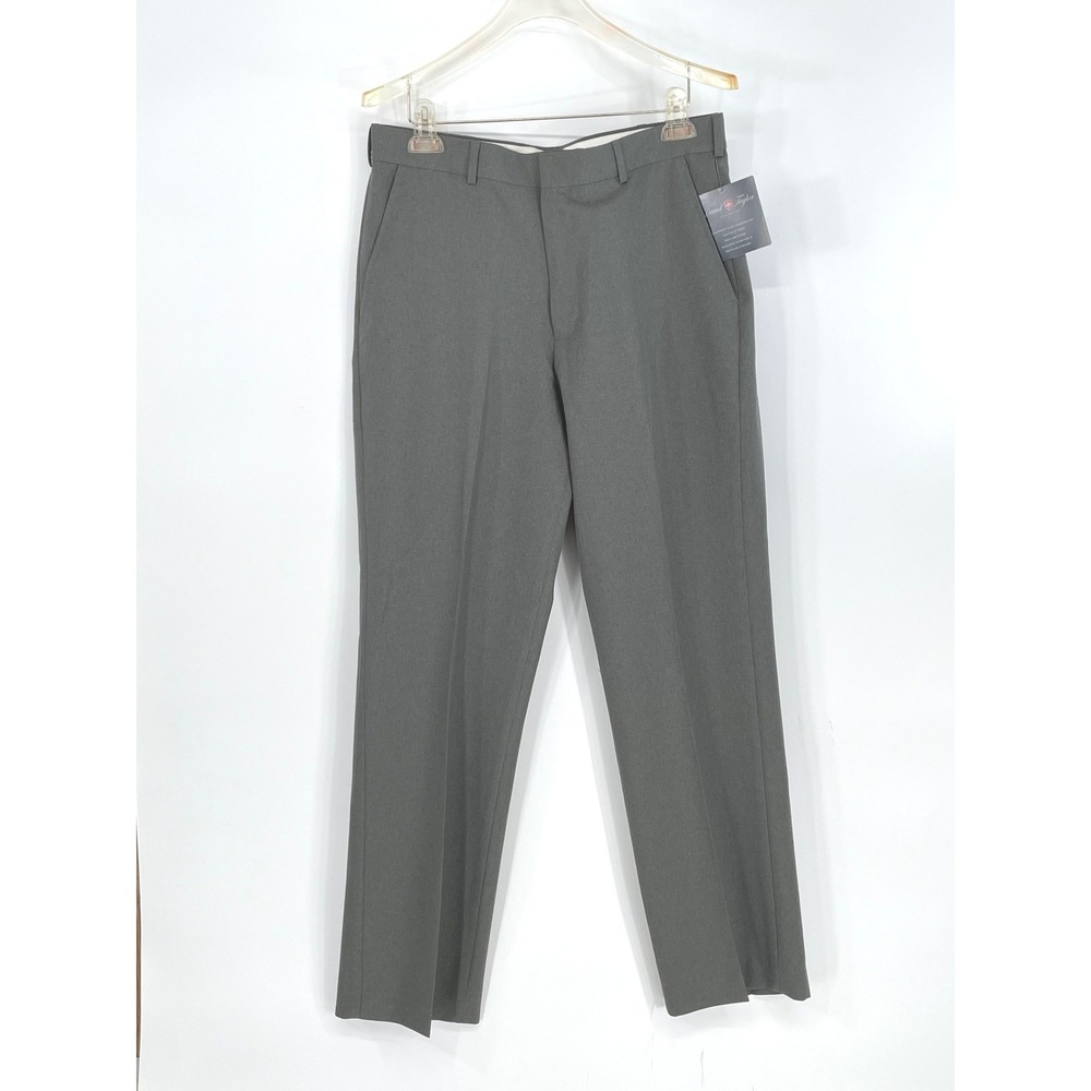NWT David Taylor Mens Dress Pants 34x30 Flexslax II Heather Grey Wrinkle Free